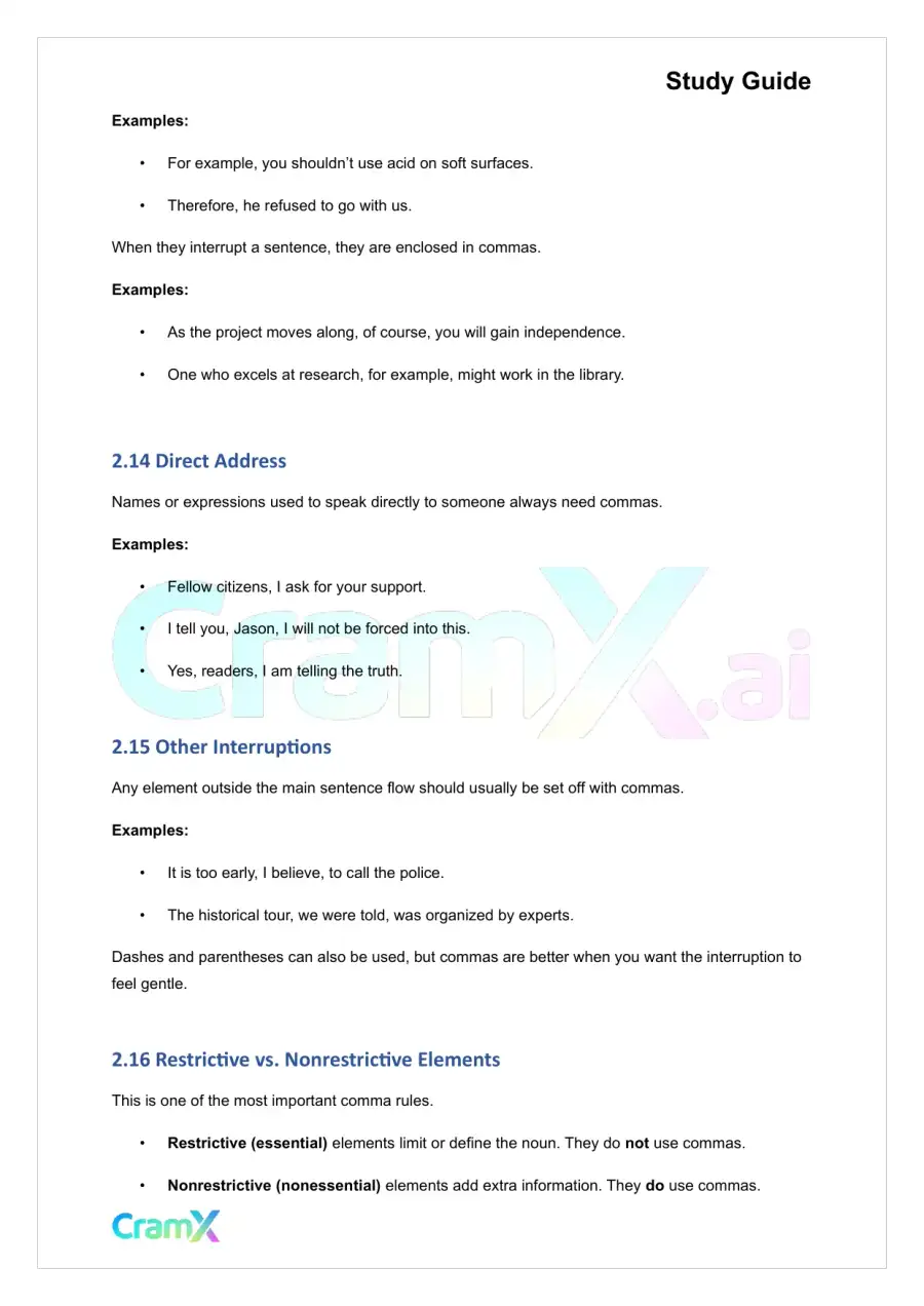 Grammar - Commas, Semicolons, and Colons, page 7