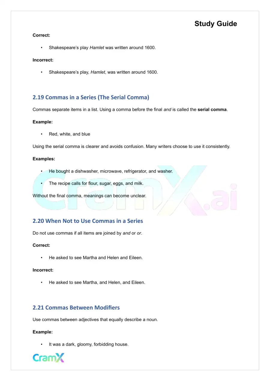 Grammar - Commas, Semicolons, and Colons, page 9