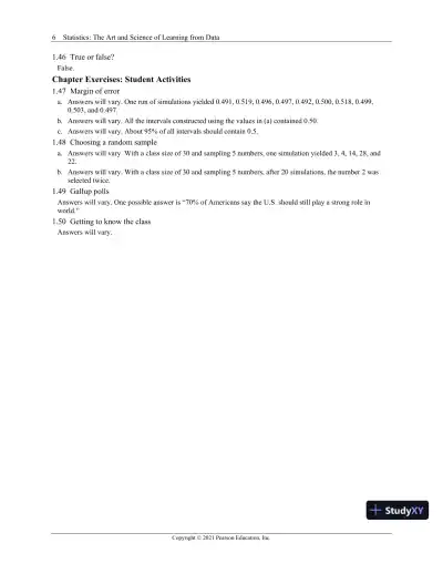 Solution Manual for Statistics: The Art and Science of Learning from Data, 5th Edition - Page 10 preview image