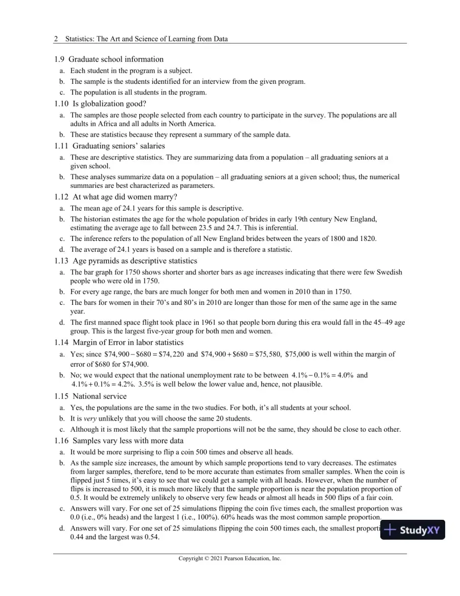 Solution Manual for Statistics: The Art and Science of Learning from Data, 5th Edition, page 6