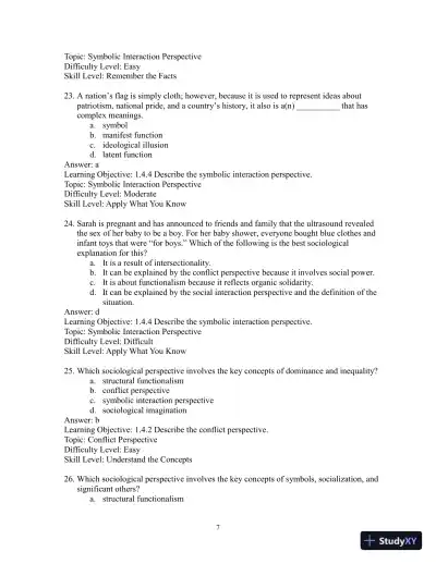 Test Bank for Sociology: Evidence and Insights - Page 10 preview image