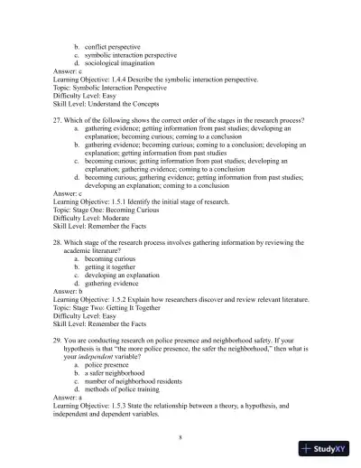 Test Bank for Sociology: Evidence and Insights - Page 11 preview image