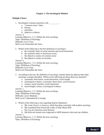 Test Bank for Sociology: Evidence and Insights - Page 4 preview image