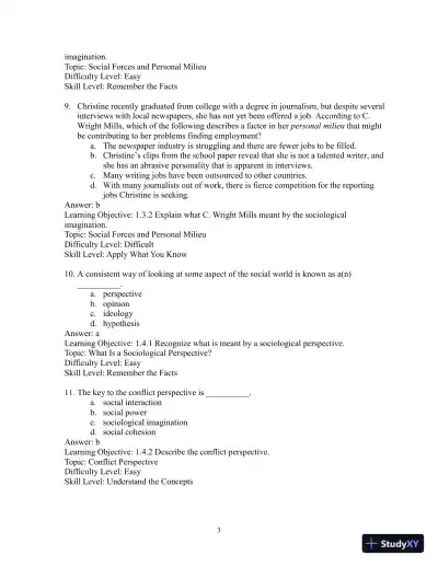 Test Bank for Sociology: Evidence and Insights - Page 6 preview image