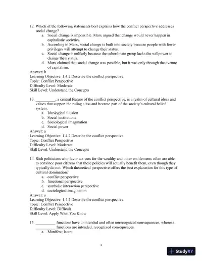 Test Bank for Sociology: Evidence and Insights - Page 7 preview image