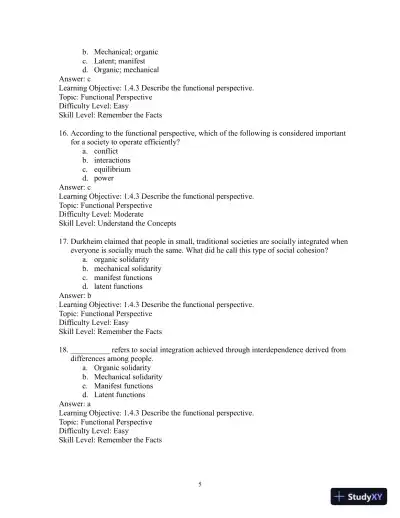 Test Bank for Sociology: Evidence and Insights - Page 8 preview image