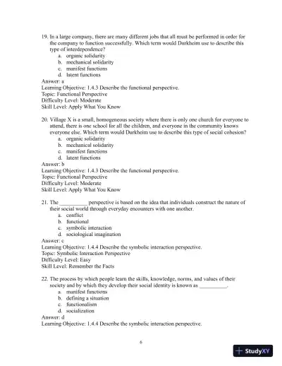 Test Bank for Sociology: Evidence and Insights - Page 9 preview image