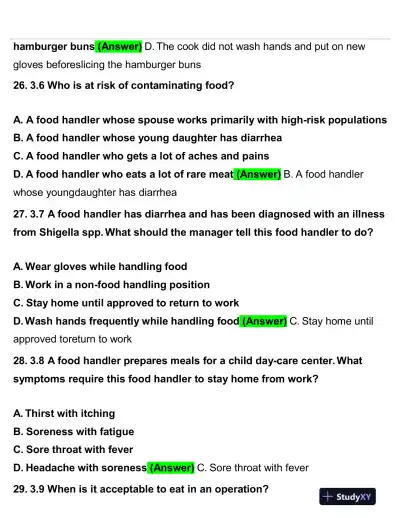 2020 Servsafe Medicine Servsafe Manager Exam With Answers (92 Solved Questions) - Page 12 preview image