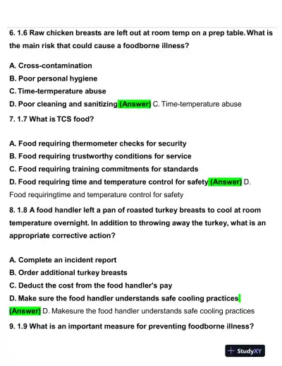 2020 Servsafe Medicine Servsafe Manager Exam With Answers (92 Solved Questions) - Page 4 preview image