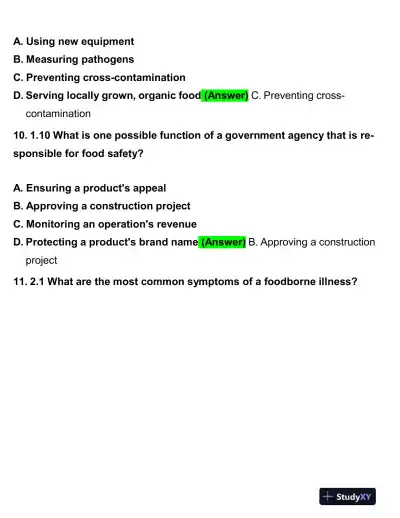 2020 Servsafe Medicine Servsafe Manager Exam With Answers (92 Solved Questions) - Page 5 preview image