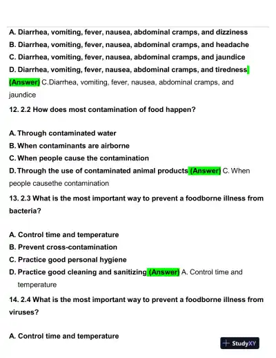 2020 Servsafe Medicine Servsafe Manager Exam With Answers (92 Solved Questions) - Page 6 preview image