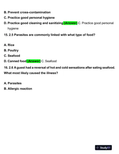 2020 Servsafe Medicine Servsafe Manager Exam With Answers (92 Solved Questions) - Page 7 preview image