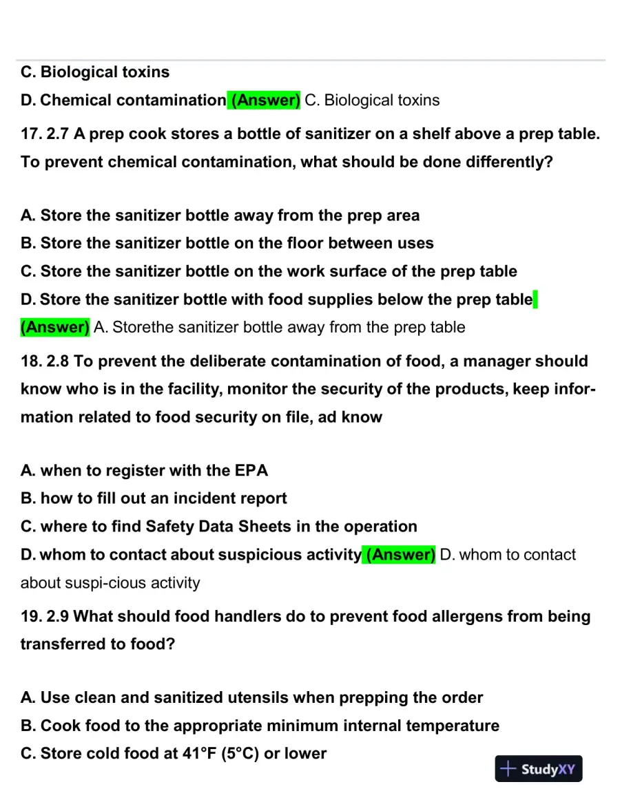 2020 Servsafe Medicine Servsafe Manager Exam With Answers (92 Solved Questions), page 8