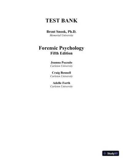 Test Bank For Forensic Psychology, 5th Edition - Page 1 preview image