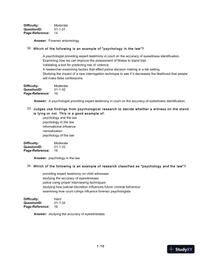 Test Bank For Forensic Psychology, 5th Edition - Page 12 preview image