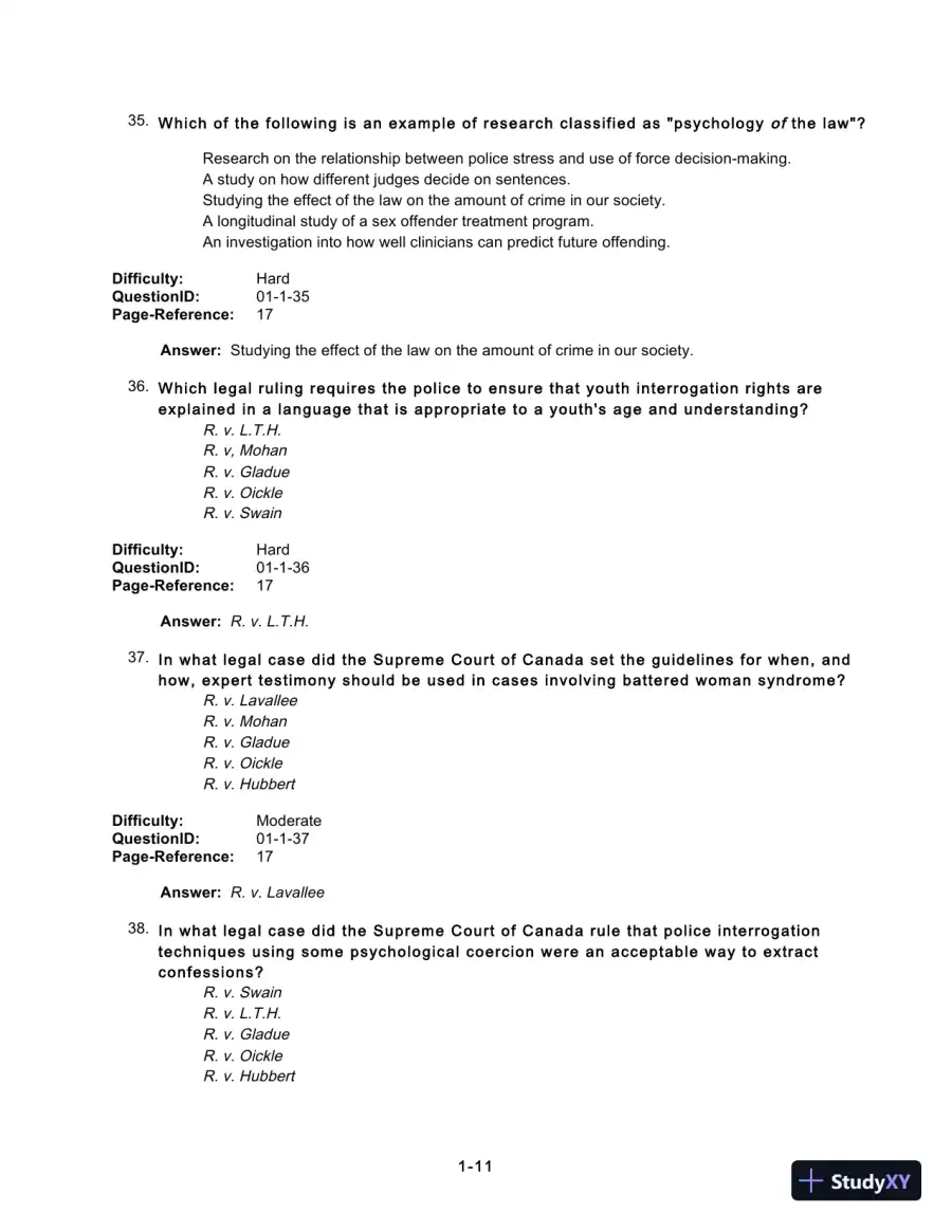 Test Bank For Forensic Psychology, 5th Edition, page 13
