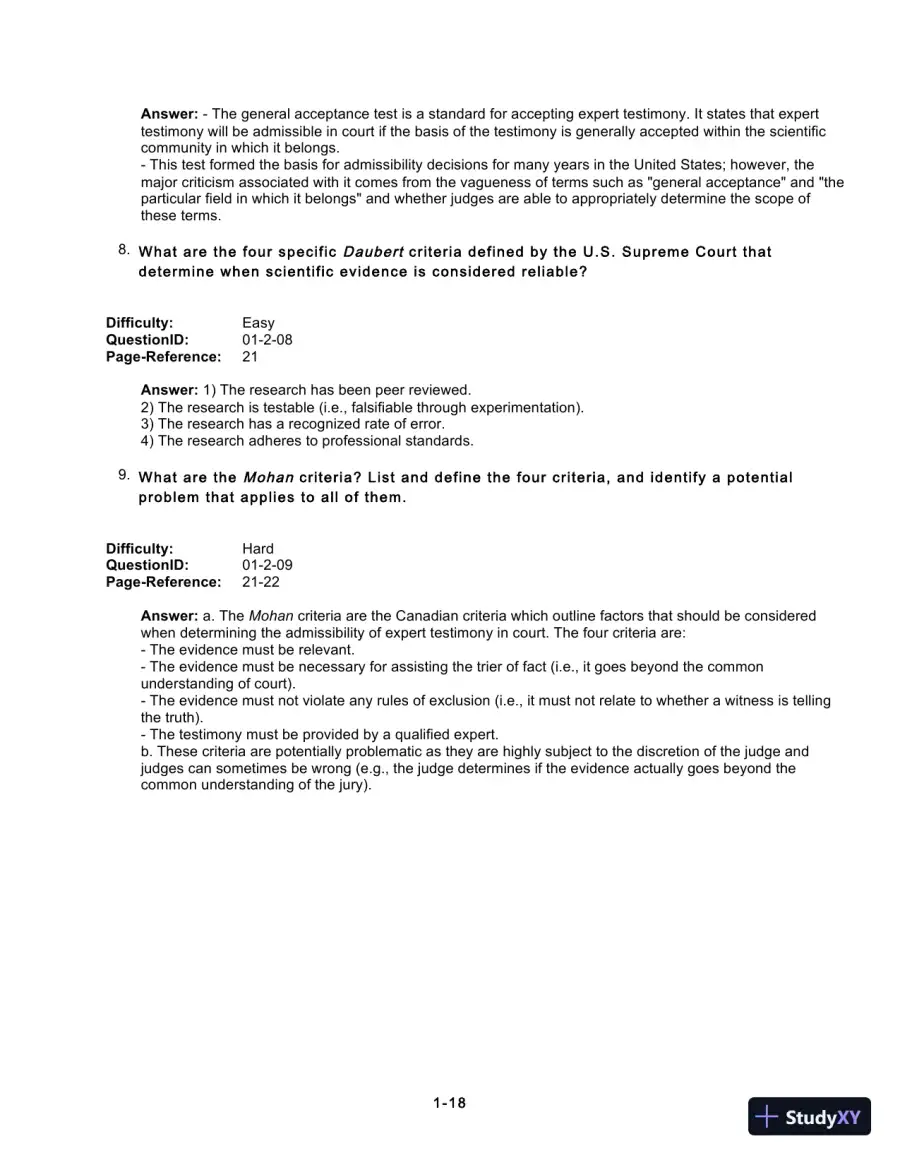 Test Bank For Forensic Psychology, 5th Edition, page 20
