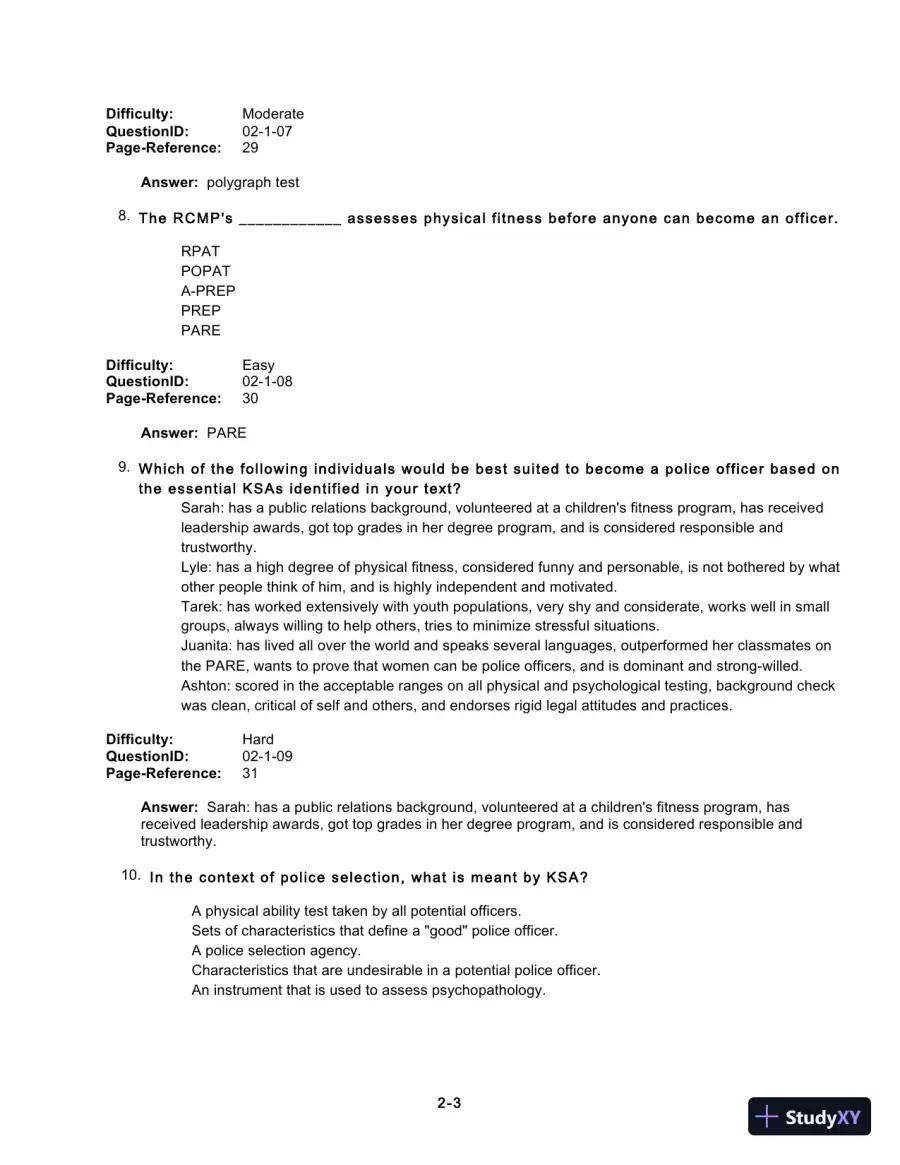 Test Bank For Forensic Psychology, 5th Edition, page 23
