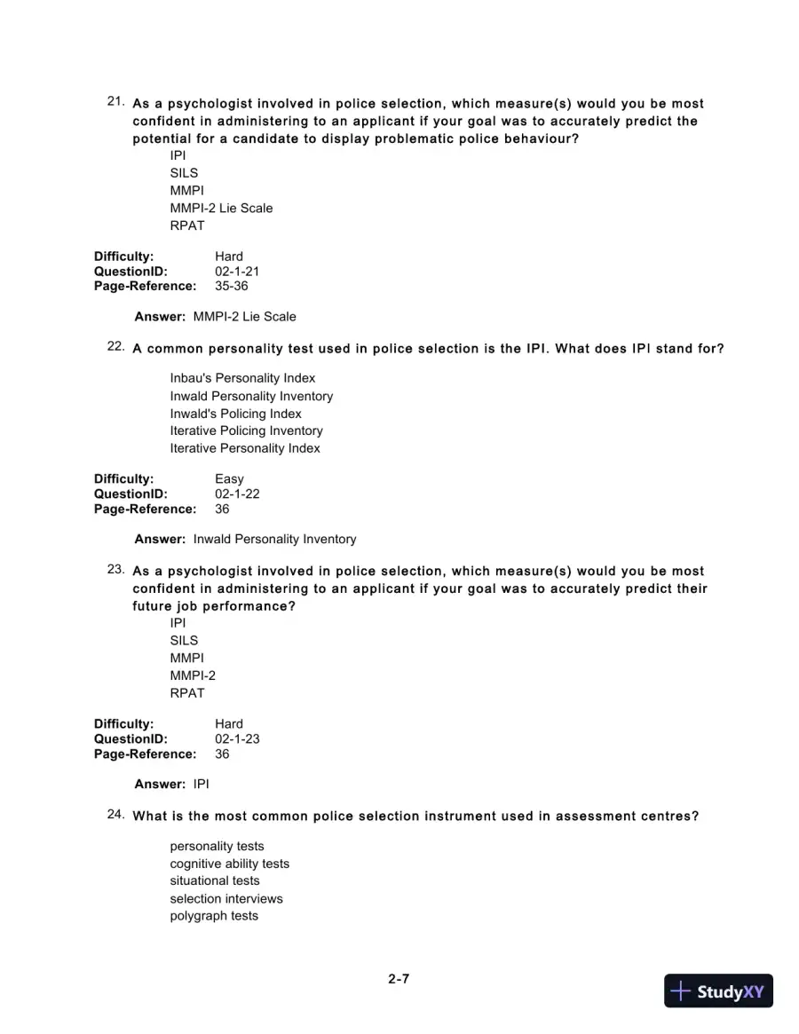 Test Bank For Forensic Psychology, 5th Edition, page 27