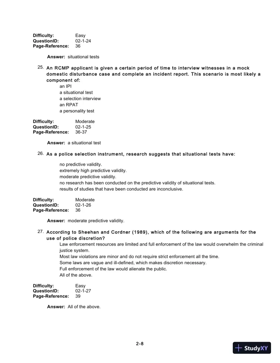 Test Bank For Forensic Psychology, 5th Edition, page 28