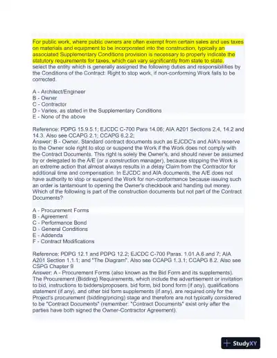 Construction CDT Exam With Answers (175 Solved Questions) - Page 3 preview image