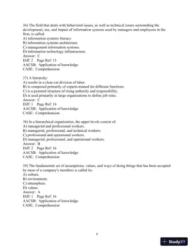 Test Bank For Essentials Of Mis, 11th Edition - Page 9 preview image