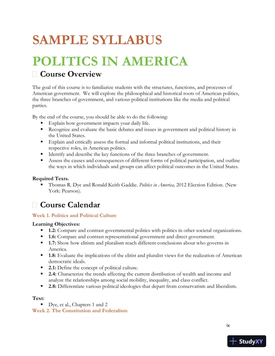 Revision Notes for Politics in America, 11th edition, page 11
