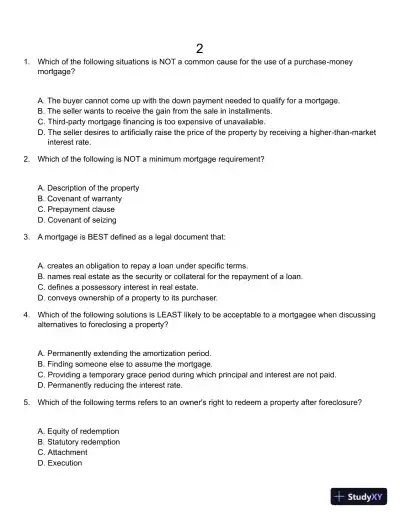 Test Bank For Real Estate Finance And Investments, 14th Edition - Page 10 preview image