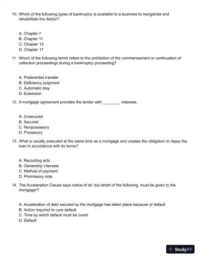 Test Bank For Real Estate Finance And Investments, 14th Edition - Page 12 preview image