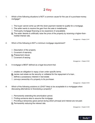 Test Bank For Real Estate Finance And Investments, 14th Edition - Page 16 preview image