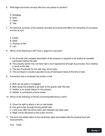 Test Bank For Real Estate Finance And Investments, 14th Edition - Page 3 preview image