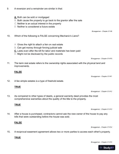 Test Bank For Real Estate Finance And Investments, 14th Edition - Page 7 preview image