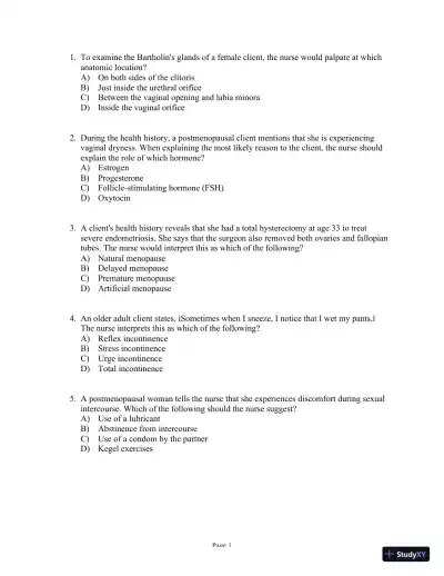 Test Bank For Health Assessment in Nursing, 6th Edition - Page 17 preview image