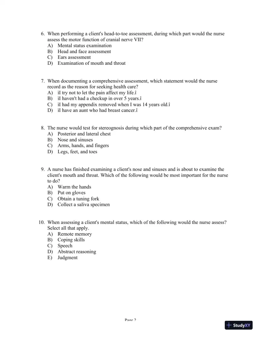 Test Bank For Health Assessment in Nursing, 6th Edition, page 25