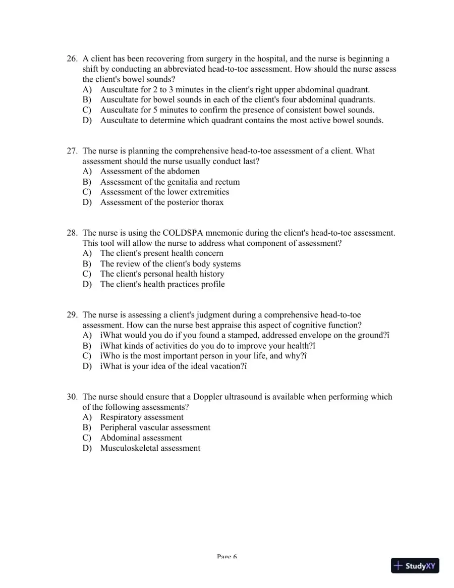 Test Bank For Health Assessment in Nursing, 6th Edition, page 29