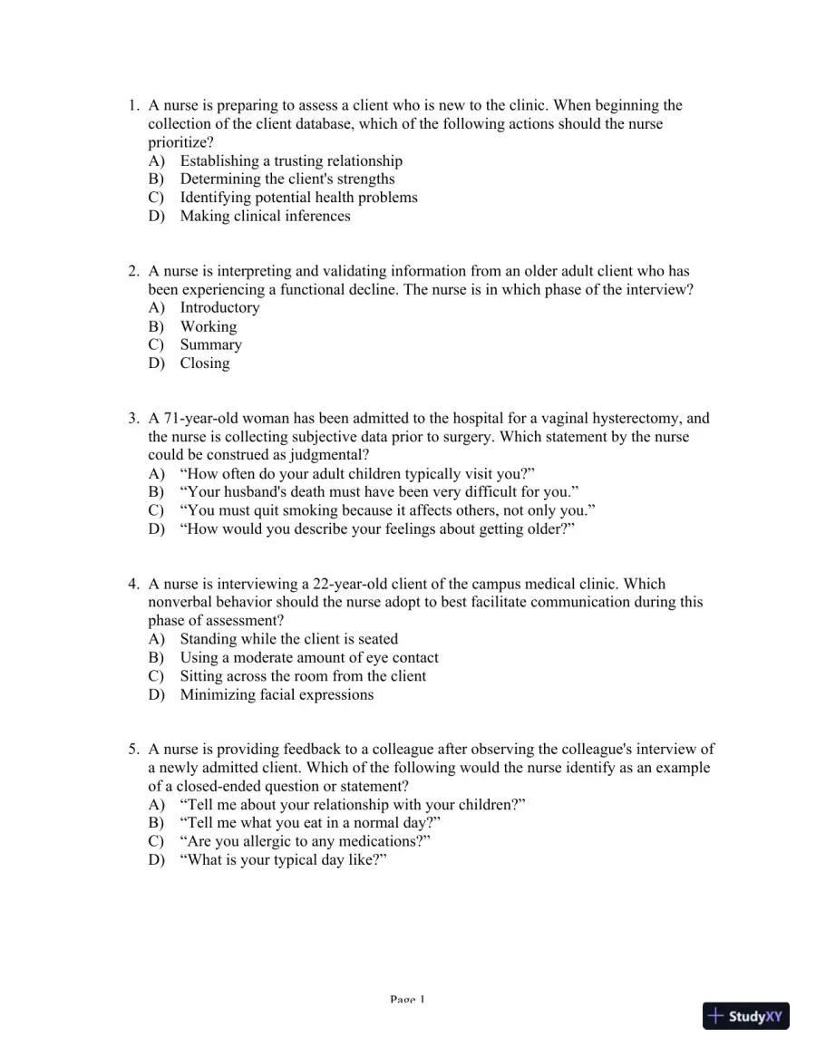Test Bank For Health Assessment in Nursing, 6th Edition, page 31