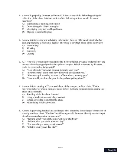 Test Bank For Health Assessment in Nursing, 6th Edition - Page 31 preview image