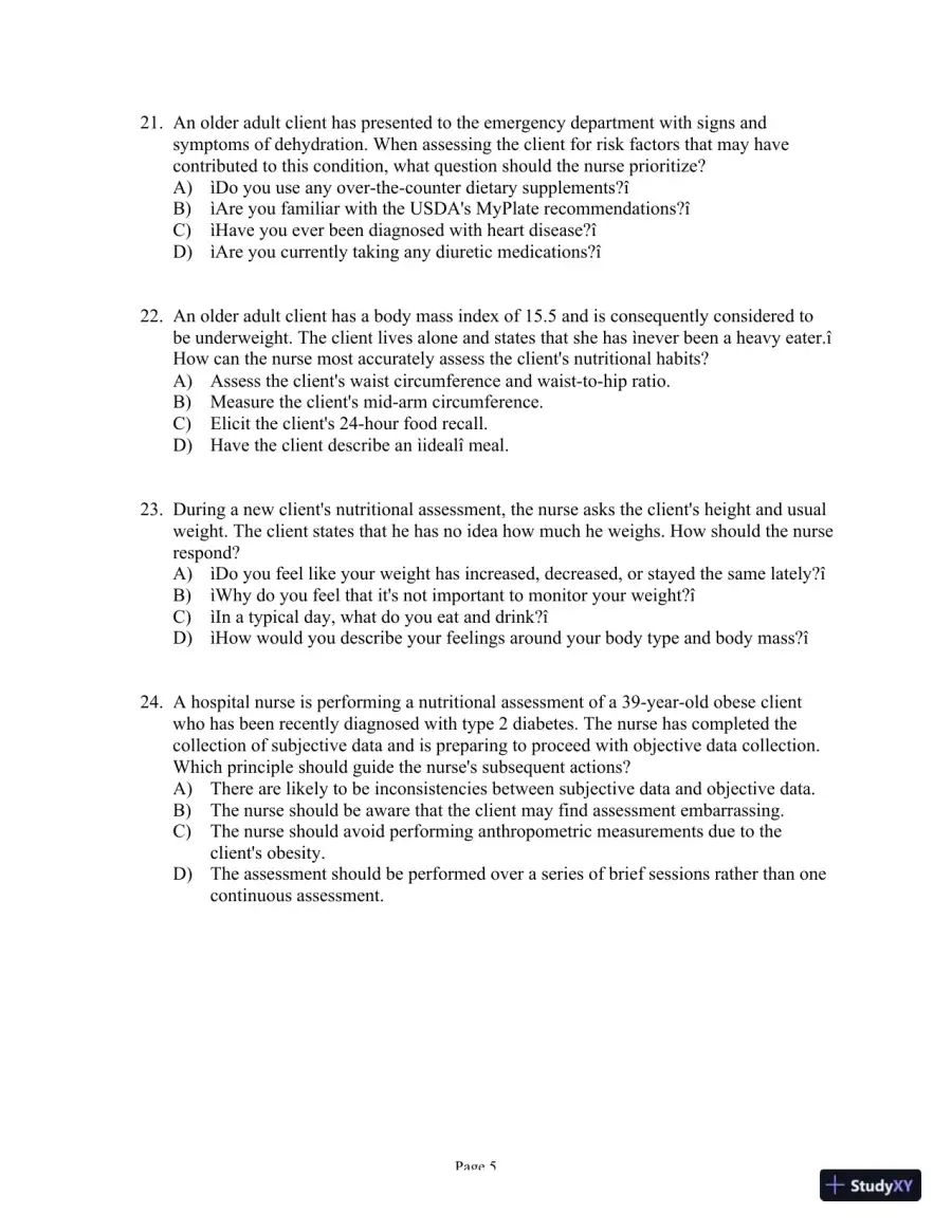 Test Bank For Health Assessment in Nursing, 6th Edition, page 6