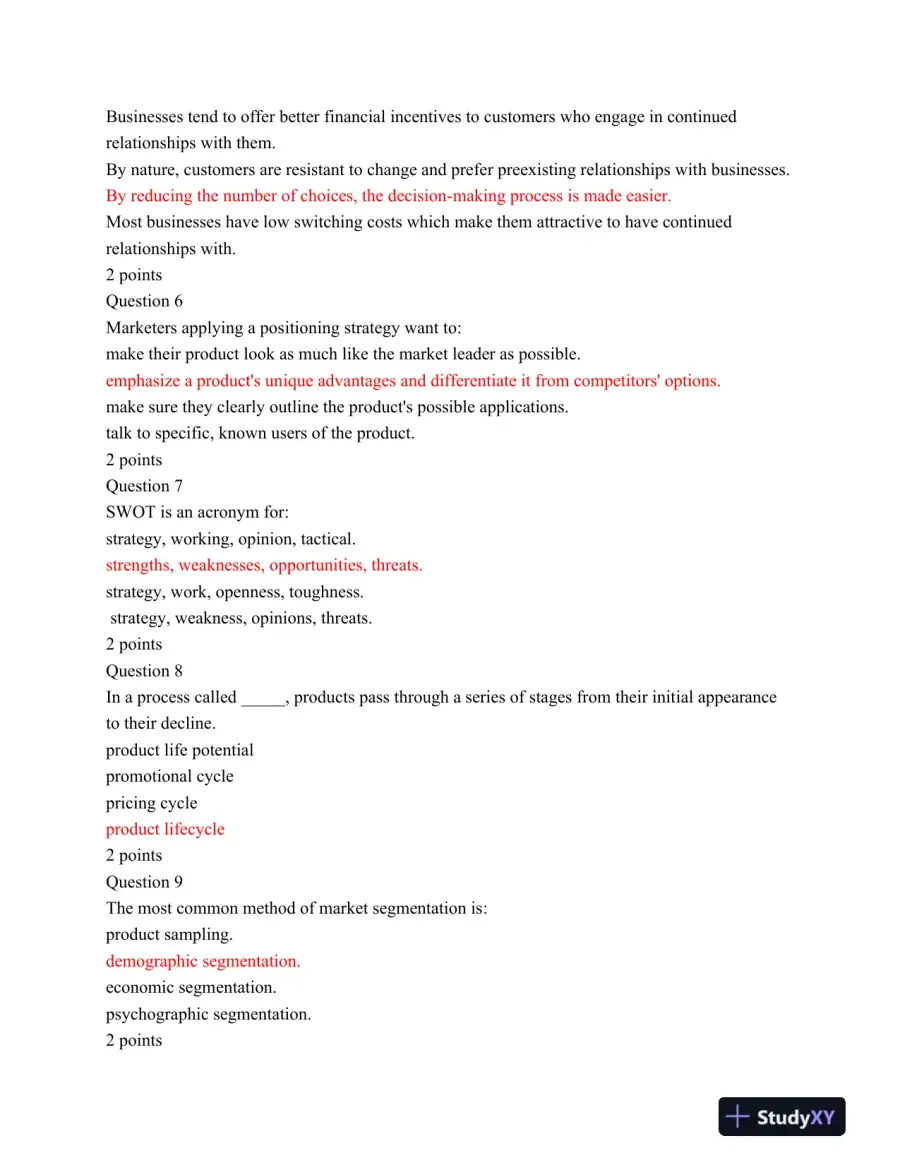 MSSU MKRT300 Final Exam, page 3