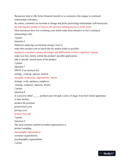 MSSU MKRT300 Final Exam - Page 3 preview image