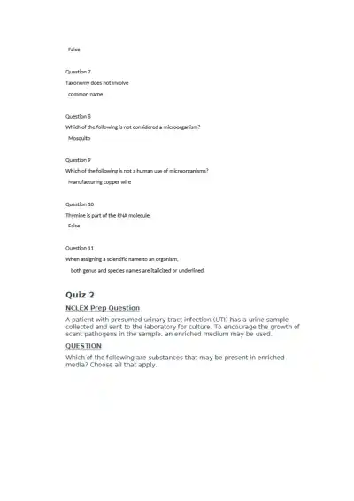Microbiology Quizzes - Page 2 preview image