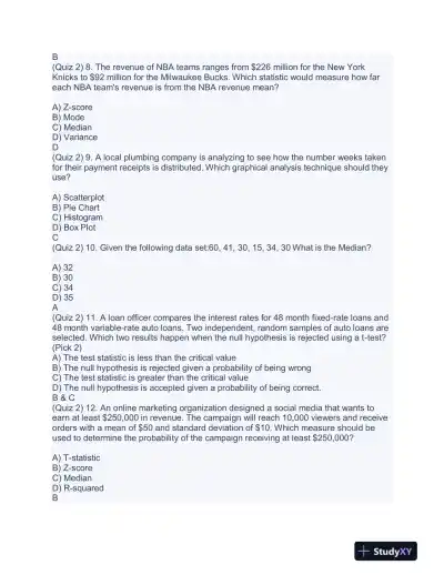 2024 WGU C207 Data Driven Decision Making Practice Exam With Answers (84 Solved Questions) - Page 6 preview image