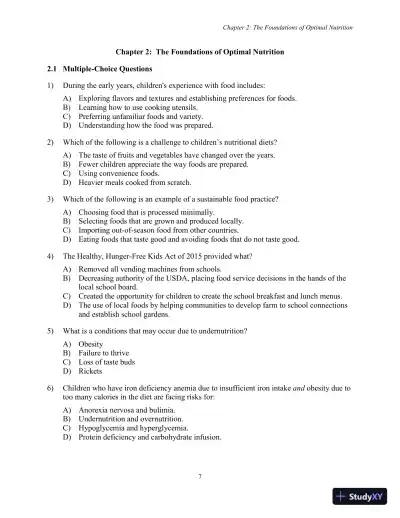 Test Bank for Nutrition, Health and Safety for Young Children: Promoting Wellness, 3rd Edition - Page 10 preview image