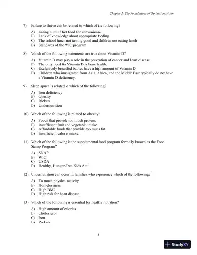 Test Bank for Nutrition, Health and Safety for Young Children: Promoting Wellness, 3rd Edition - Page 11 preview image