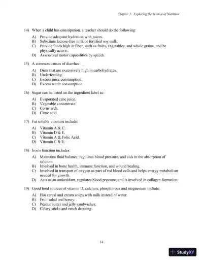 Test Bank for Nutrition, Health and Safety for Young Children: Promoting Wellness, 3rd Edition - Page 17 preview image