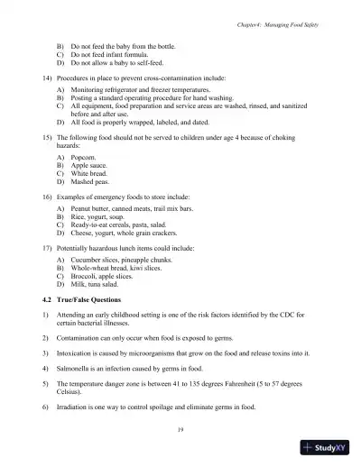 Test Bank for Nutrition, Health and Safety for Young Children: Promoting Wellness, 3rd Edition - Page 22 preview image