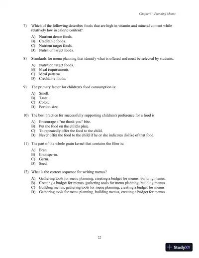 Test Bank for Nutrition, Health and Safety for Young Children: Promoting Wellness, 3rd Edition - Page 25 preview image