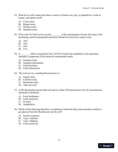 Test Bank for Nutrition, Health and Safety for Young Children: Promoting Wellness, 3rd Edition - Page 26 preview image