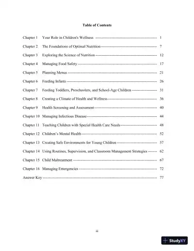 Test Bank for Nutrition, Health and Safety for Young Children: Promoting Wellness, 3rd Edition - Page 3 preview image