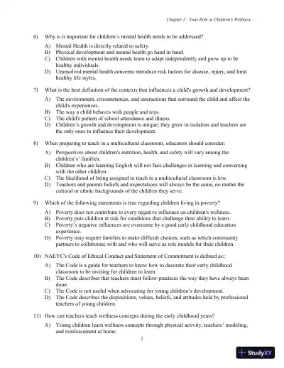 Test Bank for Nutrition, Health and Safety for Young Children: Promoting Wellness, 3rd Edition - Page 5 preview image